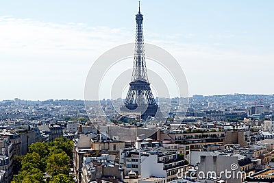 Eiffel Tower, Paris, France, with skyline Stock Photo