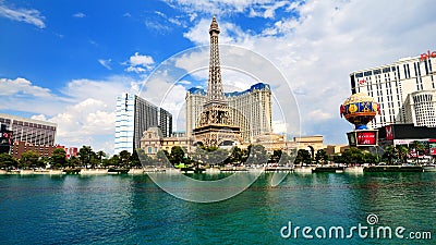 Eiffel Tower of Paris Hotel in Las Vegas Editorial Stock Photo