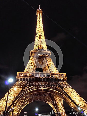 Eiffel Tower paris night light Editorial Stock Photo