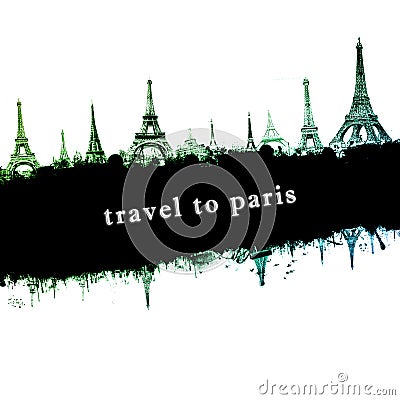 Eiffel tower paris skyline, grunge style abstract illustration Stock Photo