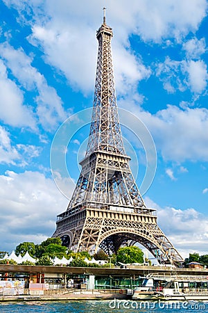 The Eiffel Tower in Paris on a sunny summer day Editorial Stock Photo
