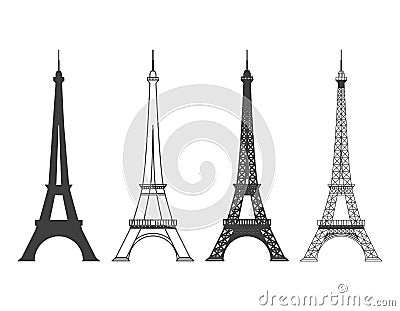 Eiffel Tower in Paris Vector Silhouette Vector Illustration