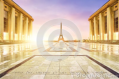 Eiffel Tower, Paris. View from Trocadero square Place du TrocadÃ©ro. Editorial Stock Photo