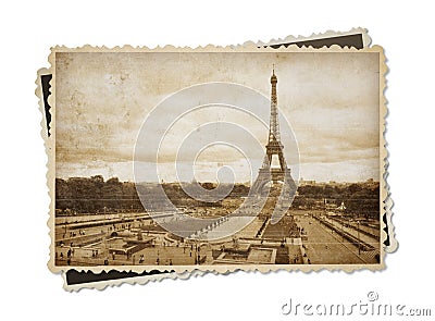 Eiffel tower in Paris vintage sepia toned postcard isolated Stock Photo