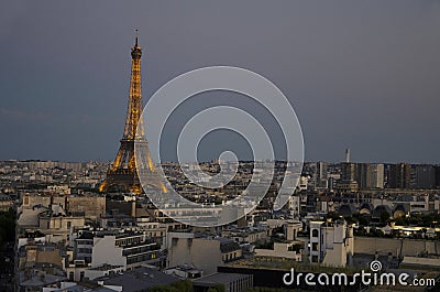 Eiffel Tower seen from Arc de Triomphe, Paris, France Editorial Stock Photo