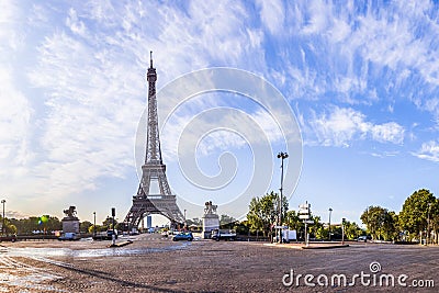 The Eiffel Tower seen from Pont d`Iena in Paris, France. Editorial Stock Photo