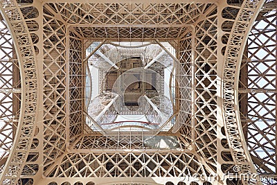 Eiffel tower structure under view in Paris Stock Photo
