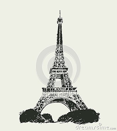 Eiffel tower on white background Vector Illustration