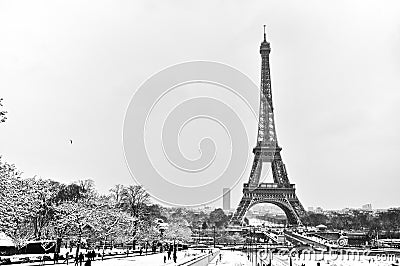 Eiffel tower with white mantle I Stock Photo