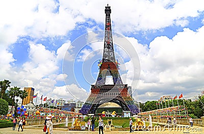 Eiffel tower at window of the world, shenzhen, china Editorial Stock Photo