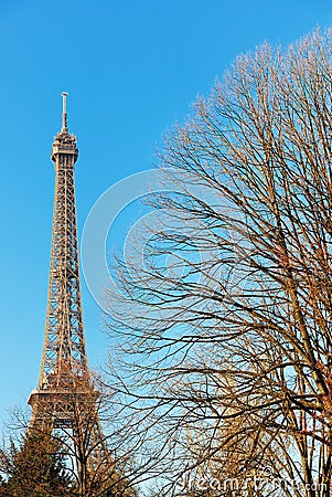 Eiffel Tower in winter Stock Photo