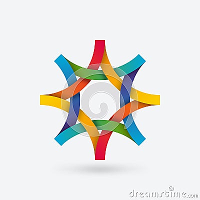 Eight -angled geometric star symbol in rainbow gradient colors Vector Illustration