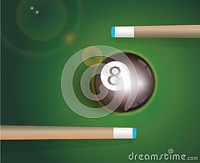 The 8 ball . Billiard Background Vector Illustration