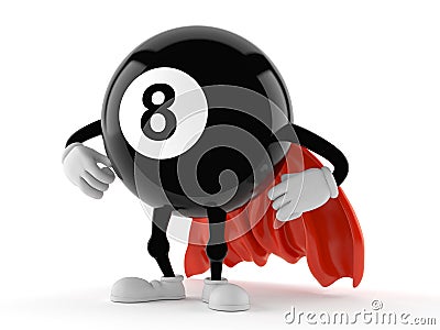 Eight ball character with hero cape Cartoon Illustration