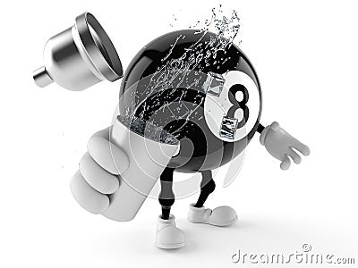 Eight ball character holding cocktail shaker Stock Photo