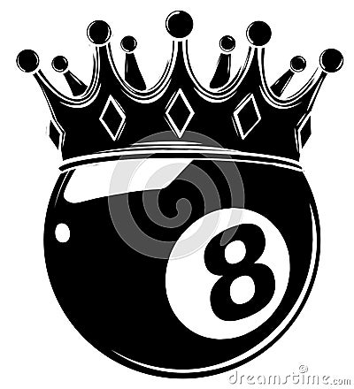 Eight Ball Pool Crown vector illustration design black silhouette Vector Illustration