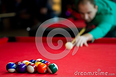 Eight balls billiards Stock Photo