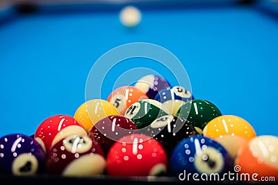 Eight balls billiards Stock Photo
