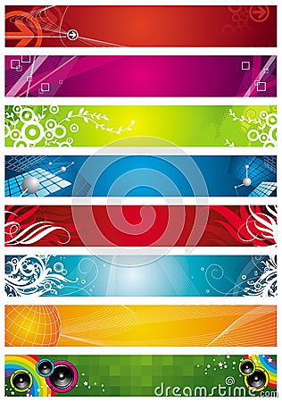 Eight banners Vector Illustration