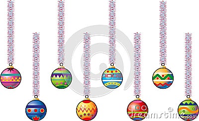 Eight Christmas balls colored Stock Photo