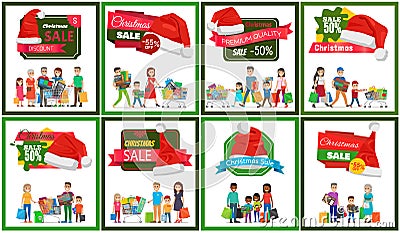 Eight Christmas Sale Banners Vector Illustration Vector Illustration