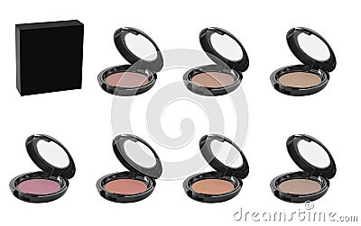 Eight color round blushes for makeup branding mockup. Stock Photo