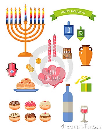 Eight days of Hanukkah Vector Illustration