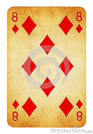 Eight of Diamonds Vintage playing card isolated on white Stock Photo