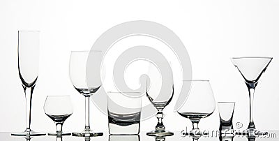 Eight different glasses Stock Photo
