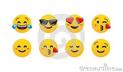 Eight funny gradient emoticon set Vector Illustration