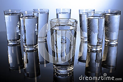 Eight glasses of water a day Stock Photo