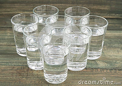 Eight glasses of water a day - ocho vasos de agua Stock Photo