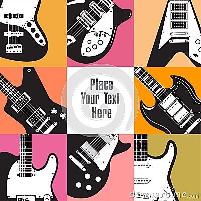 Eight guitars frame this white space Vector Illustration