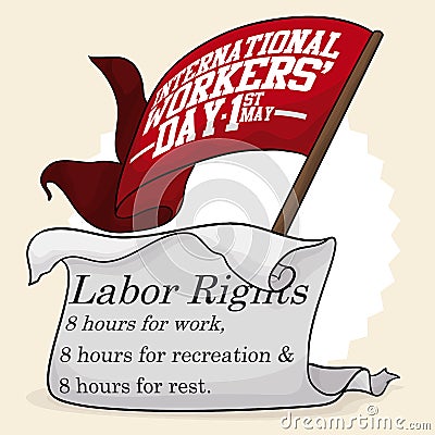 Eight Hours Basic Labor Rights Commemorated in Workers' Day, Vector Illustration Vector Illustration