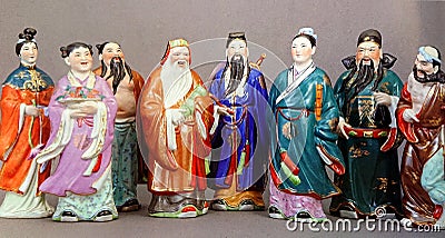 Eight Immortals Legendary Characters Sculpture Stock Photo