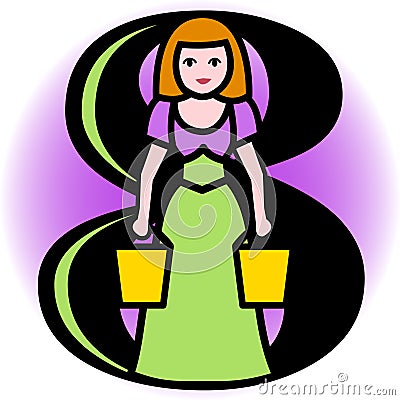 Eight Maids A Milking/eps Vector Illustration