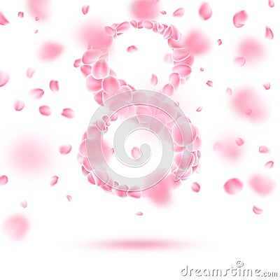 Eight March with falling flower petals. EPS 10 vector Vector Illustration