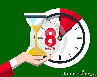 Eight Minutes Clock Vector Icon Vector Illustration