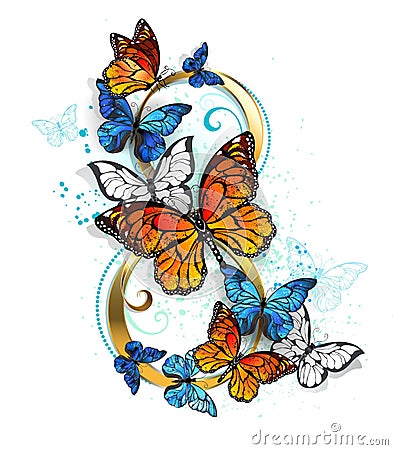 Eight of monarch butterflies 8 march Vector Illustration