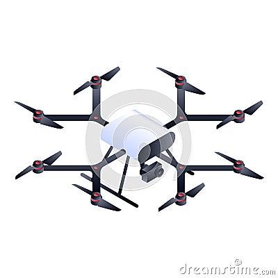 Eight motor drone icon, isometric style Vector Illustration