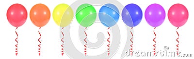 Multicolored balloons tied with red ribbon Stock Photo