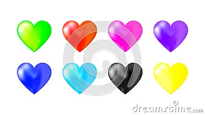 eight pack hearts colors vector design Stock Photo