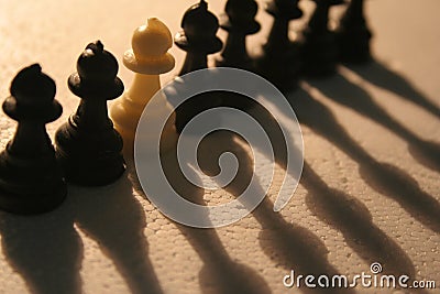 Eight Pawns Stock Photo