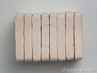 Eight pieces of Soap in a stack. Stock Photo