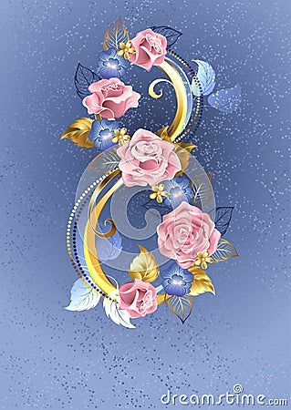 Eight of pink roses Vector Illustration