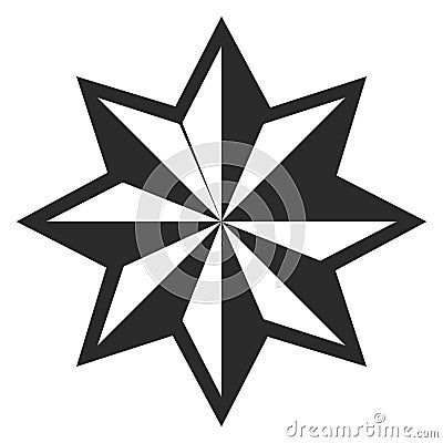 Eight pointed star icon. Decorative black element Vector Illustration