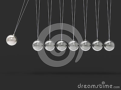 Eight Silver Newtons Cradle Shows Blank Spheres Copyspace For 8 Stock Photo