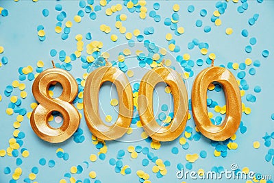 8000 eight thousand followers card. Template for social networks, blogs. Festive Background Stock Photo