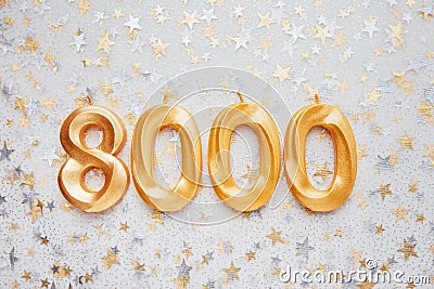 8000 eight thousand followers card. Template for social networks, blogs. Festive Background Stock Photo