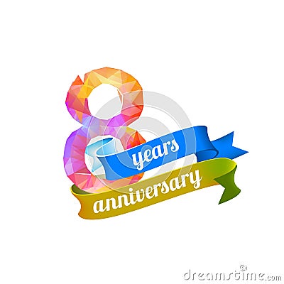 8 eight years anniversary. Vector Illustration